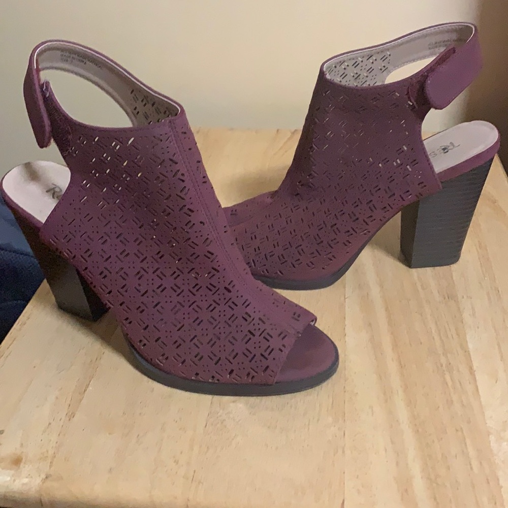 Maroon peep toe heels
